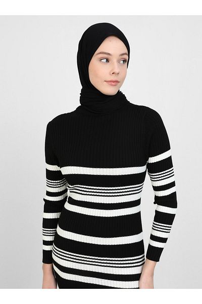 Por La Cara Knitwear Hijab Dress - Black - Por La Cara