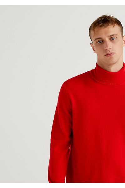 United Colors of Benetton Мъжки пуловер от мериносова вълна в червено бордо