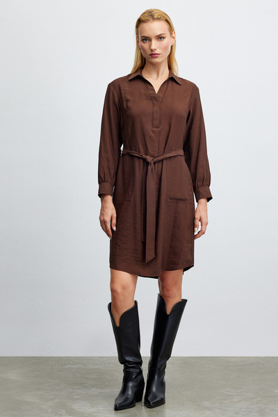 Naramaxx Gömlek Yaka Kuşaklı Elbise