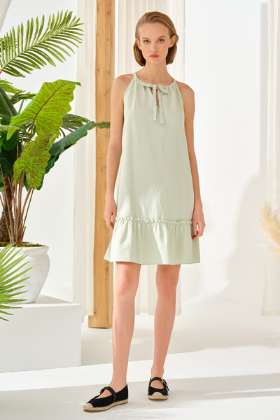 Naramaxx Fırfırlı Yakası Bağlama Detaylı Elbise