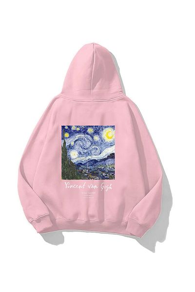The Champ Clothing Vincent Van Gogh Printed Pink Unisex Hoodie - Hooded Fleece φούτερ