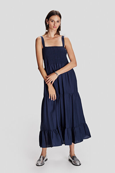 Naramaxx Askılı Fırfırlı Uzun Elbise