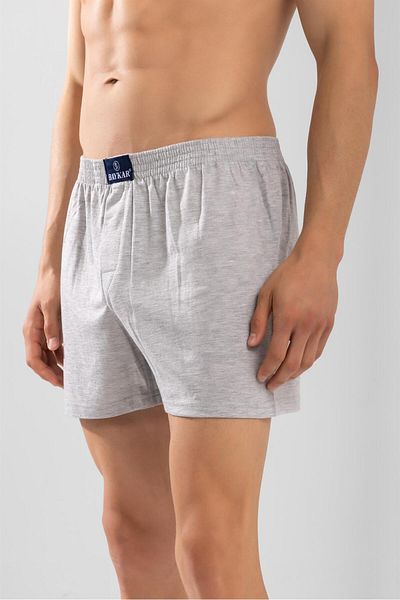 BAYKAR Men's Cotton Comfortable Cut Towel Waist Boxer 3 Pack Gray Melange