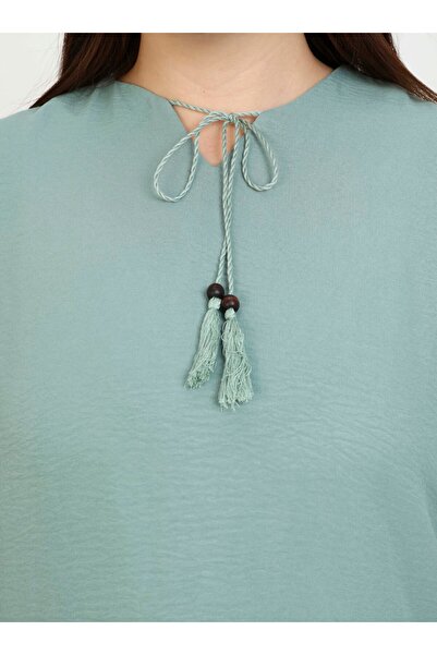 ALİA Green Plus Size Tassel Detailed Tunic - Alia