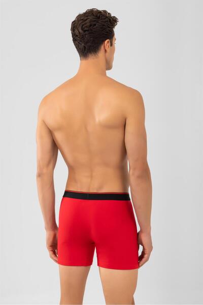 BAYKAR Cotton Black Striped Lycra Classic Men's Boxers 2 Pack Red
