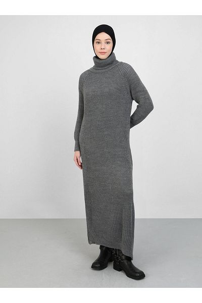 Por La Cara Thessaloniki Knitted Fishing Dress - Anthracite - Por La Cara