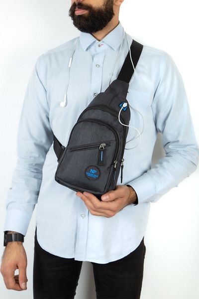 Newish Unisex Black Linen Fabric Cross Shoulder And Waist Bag Daily