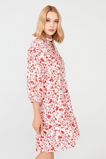 Naramaxx Fırfırlı Kalp Desenli Elbise
