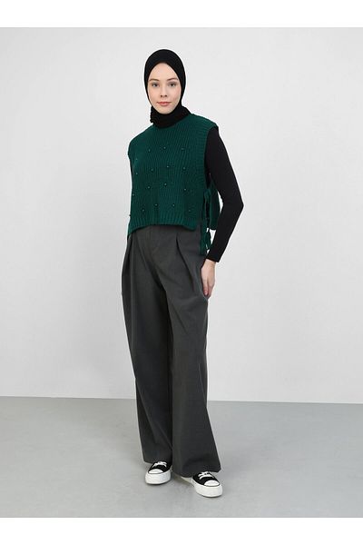 Por La Cara Zumrut Green Knitwear Sweater - Por La Cara Model