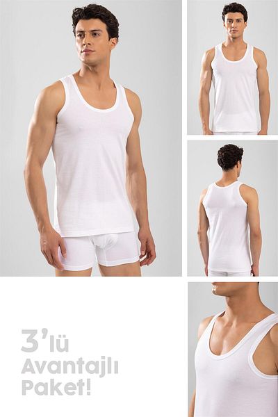 BAYKAR Men's Cotton Classic Regular Plain Undershirt 3 Pack White