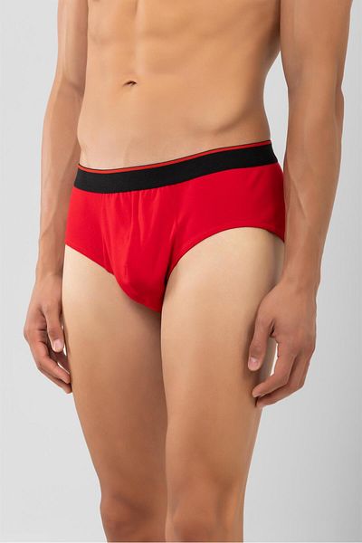 BAYKAR Cotton Black Striped Men's Slip Panties 2 Pack Red