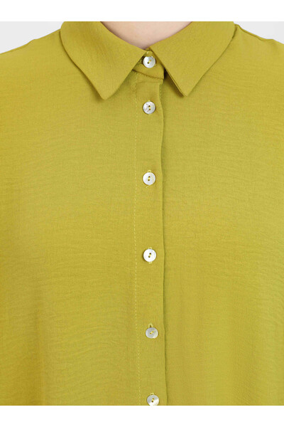 Refka Aerobin Düğme Detaylı Bluz / Gömlek - Yağ Yeşili -