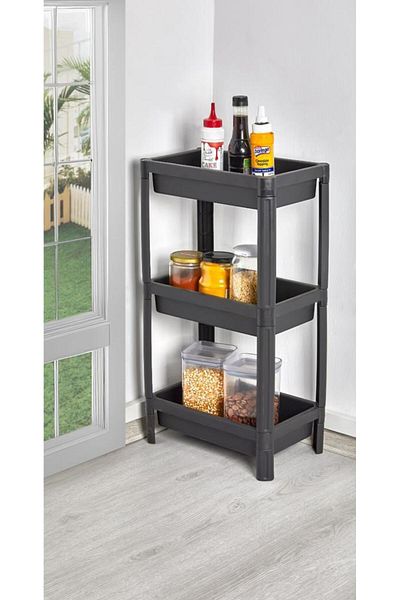 almital mobilya aksesuarları furniture accessories Vesken 3-tier Black Kitchen Bathroom Organizer Shelving Unit