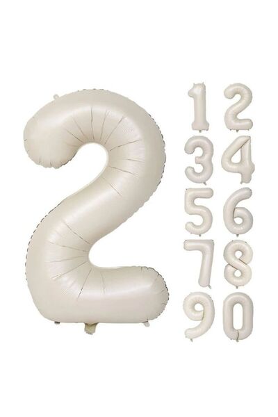 ebru parti evi Foil Balloon Number 7 Helium Balloon 76 Cm Cream Color - 7 Year Balloon - Birthday Party Set Supplies
