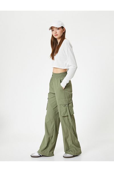 Koton Cargo Sweatpants Parachute Fabric High Waist Pocket