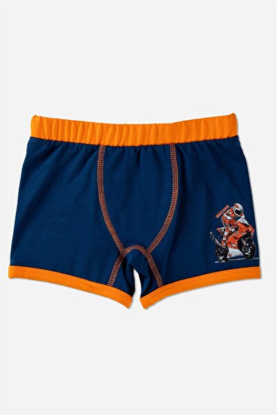 BAYKAR Erkek Çocuk Pamuklu Baskılı Rahat Kesim Likralı Boxer 3'Lü Paket Renkli