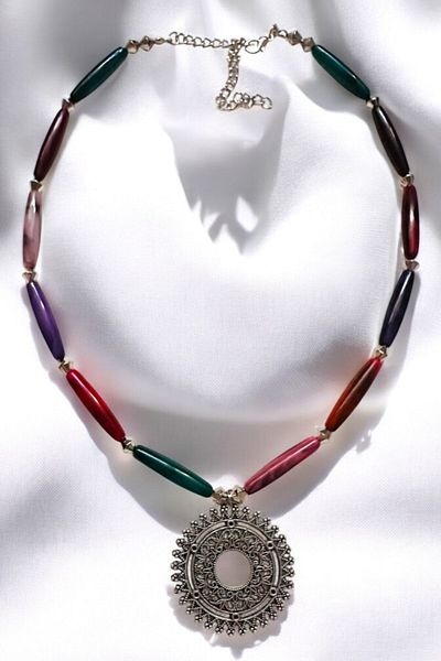 PETEK AKSESUAR Colorful Arpa Acrylic Flower Necklace