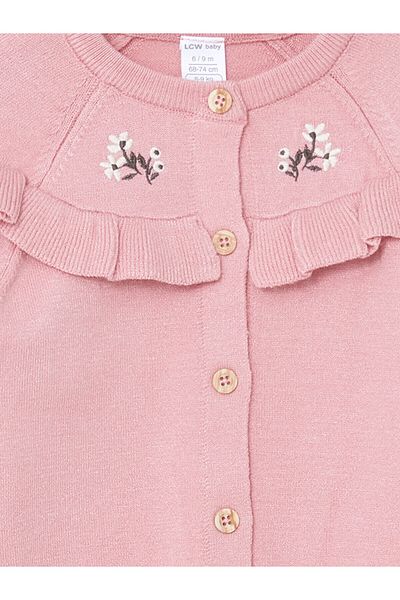 LC Waikiki Lcwk Crew Neck Embroidered Baby Girl Cardigan