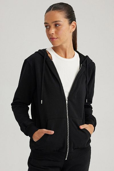 DeFacto Regular Fit Hooded Basic Plain Zip-Up Sweatshirt Y1502Az23Au