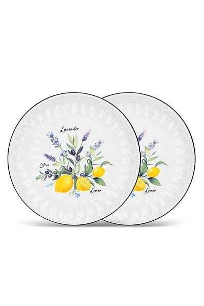Fissman 2-Piece Plates Lemon Provence Series 26cm Porcelain