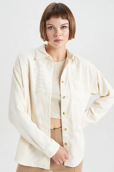 DeFacto Long Sleeve Velvet Regular Fit Shirt - R3724az23wn