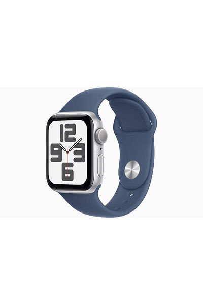 Apple Watch SE GPS 40mm Silver Aluminium Case with Denim Sport Band - S/M
