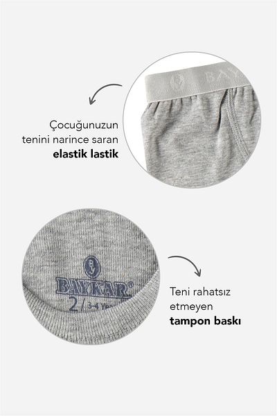 BAYKAR Boy's Cotton Plain Classic Comfortable Cut Boxer 3 Pack Gray Melange