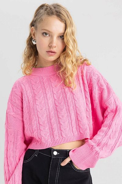 DeFacto Pletený svetr Coool Crew Neck – Regular Fit T4518Az23Wn