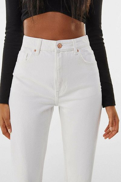 ByCukurovaFrango High Waist Zippered White Mom Fit Jeans - No Inner Display2024
