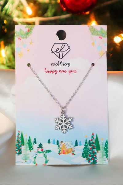 EFBUTİK Silver Color Chain Snowflake Necklace