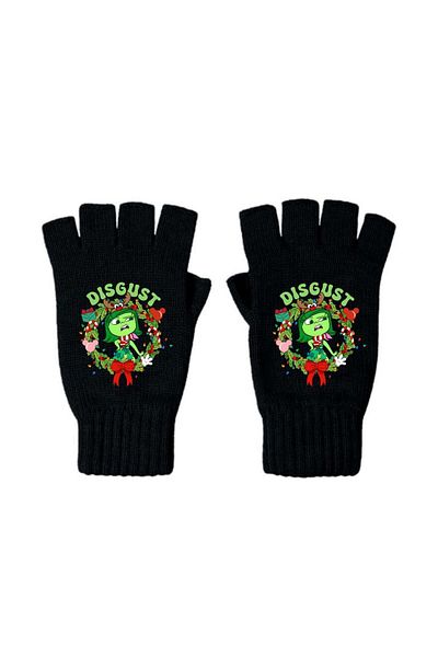 Aesthia Mingalondon Reverse Face Characters Discreet Printed Unisex Black Cutout Couple Gloves