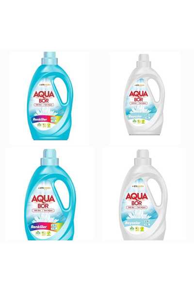 Boron Aquabor Çamaşır Deterjanı Beyaz Ve Renkliler Için Sıvı Deterjan 33*4 Yıkama