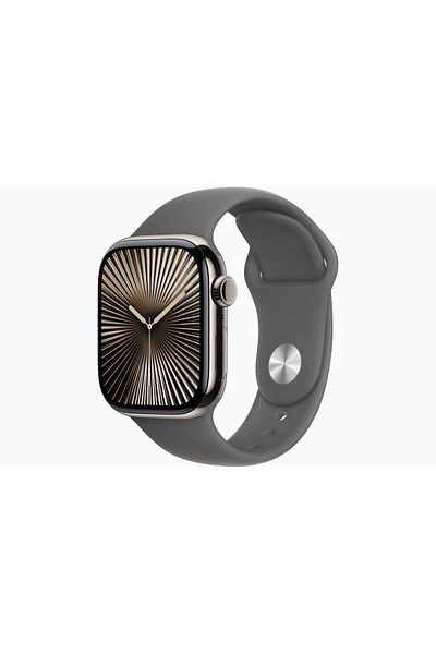 Apple Watch Series 10 GPS + Cellular 42mm Natural Titanium Case with Stone Grey Sport Band - M/L