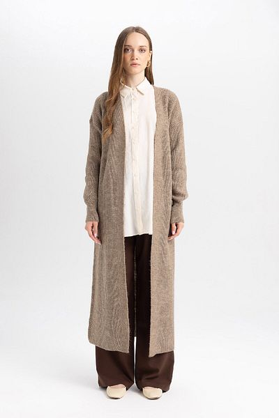 DeFacto Regular Fit Basic Plain Long Knitwear Cardigan D4367Ax24Wn