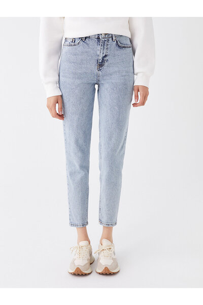 ByCukurovaFrango BY-4869 بنطلون جينز موم باللون الأزرق الفاتح من الليكرا عالي...