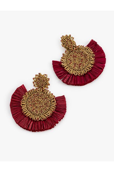 Koton Large Size Dangle Straw Earrings with Bead Detail - Koton X Melis Ağazat