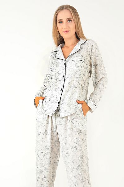 kingspearl Set de lenjerie de dormit pentru damă, cu mânecă lungă, cu model floral