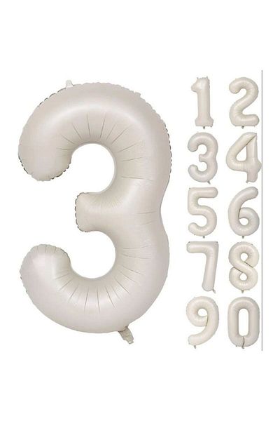 Zanzibar Foil Balloon 3 Numbers Helium Balloon 76 Cm Cream Color - 3 Years Old Balloon - 3 Numbers Balloon-sea Sand-beige Color