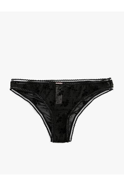 Koton Floral Patterned Tulle Brazilian Panties