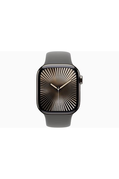 Apple Watch Series 10 GPS + Cellular 42mm Natural Titanium Case with Stone Grey Sport Band - M/L