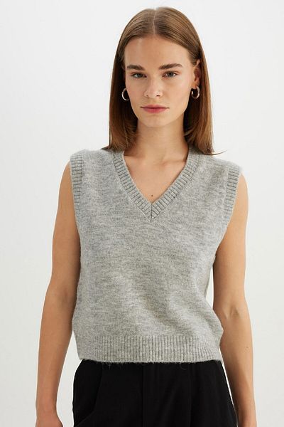 DeFacto V-Neck Premium Knitwear Sweater - Regular Fit C9048Ax24Wn