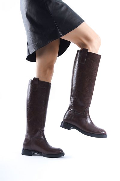 LuisPerry Γυναικείες μπότες Tan Knee High - Casual μπότες με φερμουάρ