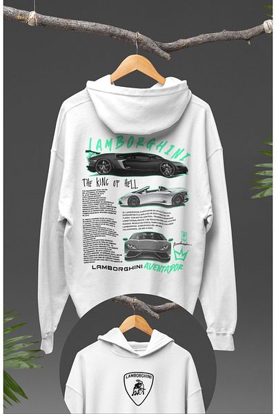 Fuddy Moda Lamborghini Themed Unisex Oversize Hooded Sweatshirt