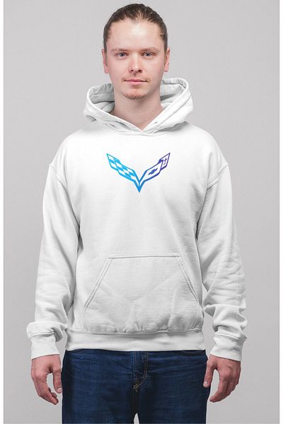 Fuddy Moda Corveette Print Oversize Hooded Sweatshirt - Unisex Racing Car Themed Hoodie
