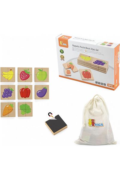 Viga Magnetic Fruits Block Puzzle 32-Pieces Set