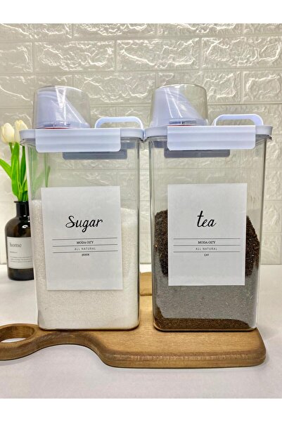 MODA OZY 2-Piece 2300ml Acrylic Food Container - with Tea/Sugar Measure Lid, Vacuum Lid Label