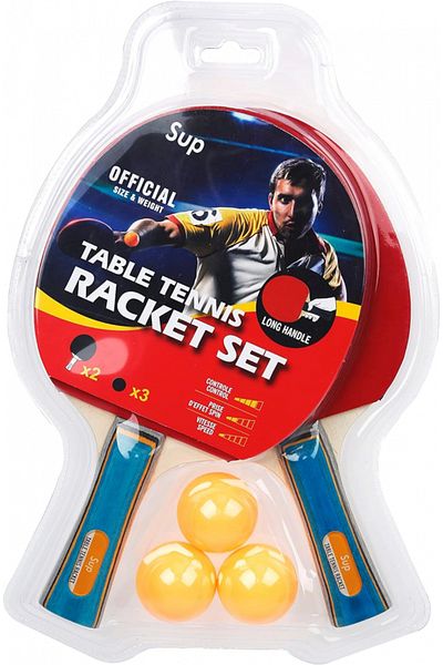 SUP Table Tennis Racket Set 2 Pcs Long Handle Racket With 3 Balls
