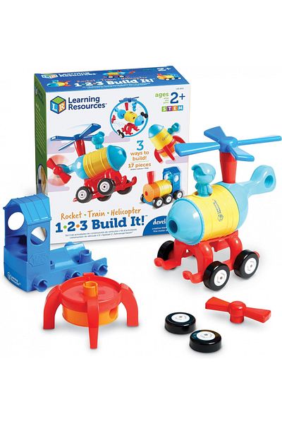 Learning Resources 1-2-3 Build It! Rocket-Train-Helicopter-LER2859