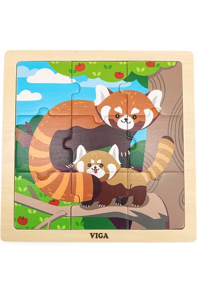 Viga Wooden 9-Piece-Puzzle - Red Panda