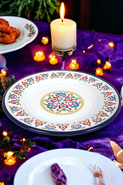 İnci Emaye 30 No 30 cm Enameled Dinner Plate - Plate Serving, Camping Picnic and Gift Dowry